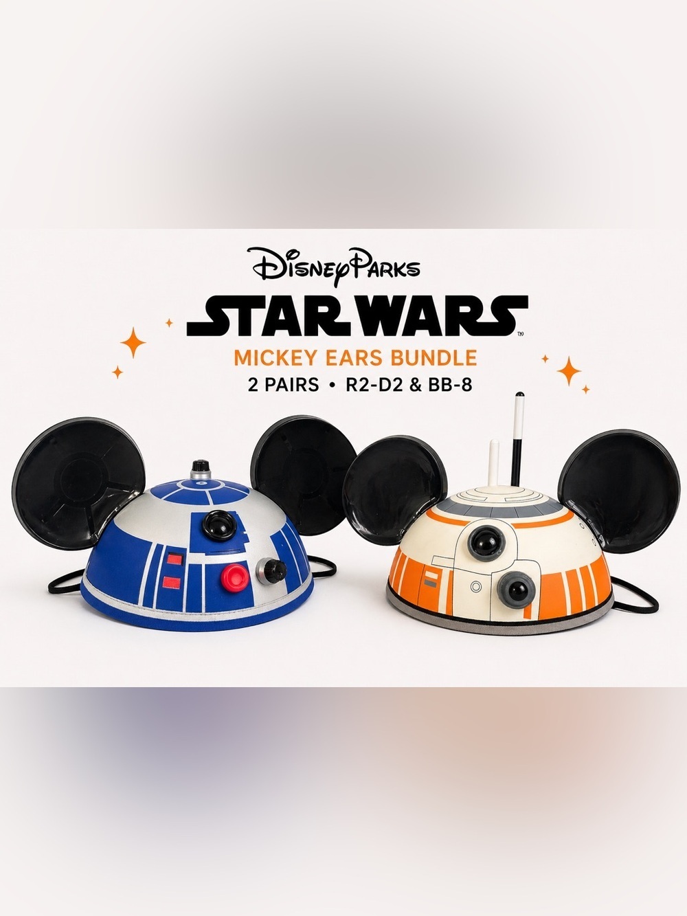 Disney Parks Star Wars Mickey Ears Bundle R2-D2 BB-8 Droid Set